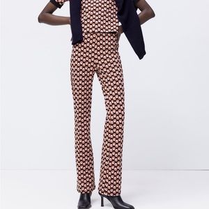 Zara printed jacquard pants